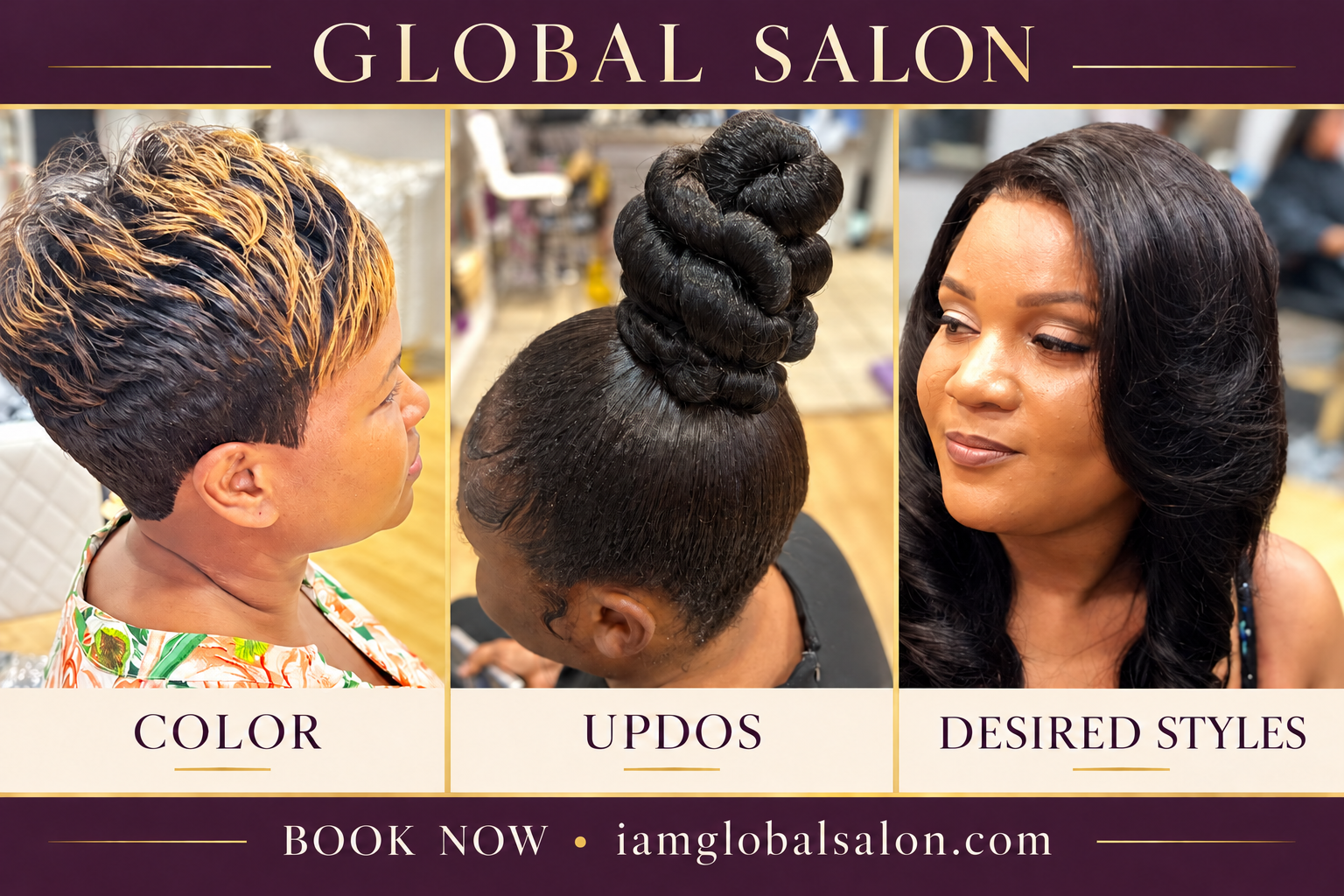 Global Salon — Color, updos & desired styles