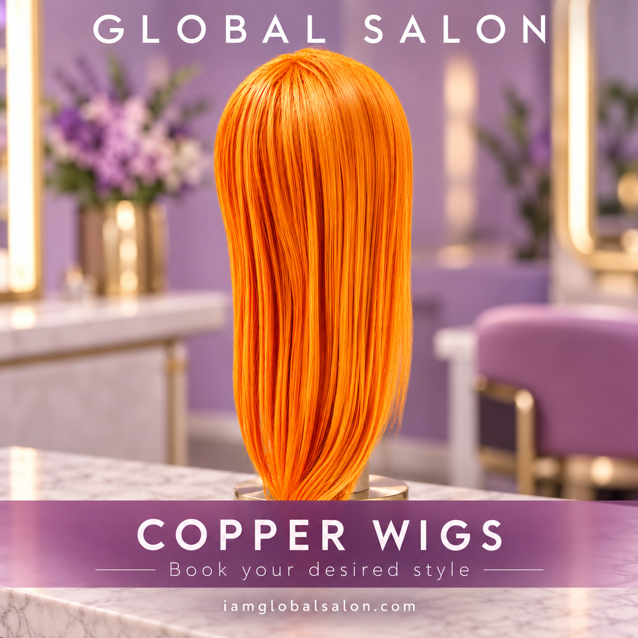 Global Salon — Custom-colored copper wigs