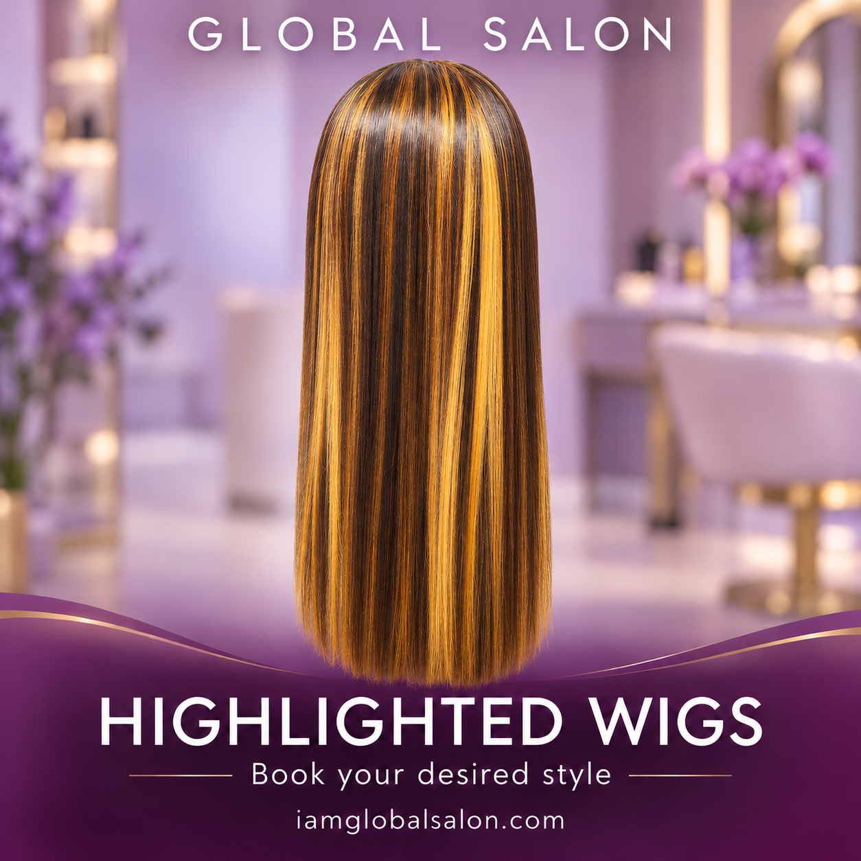 Global Salon — Custom-colored highlighted wigs